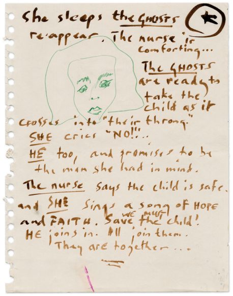 Paul McCartney's handwritten lyrics for Ghosts Of The Past Left Behind