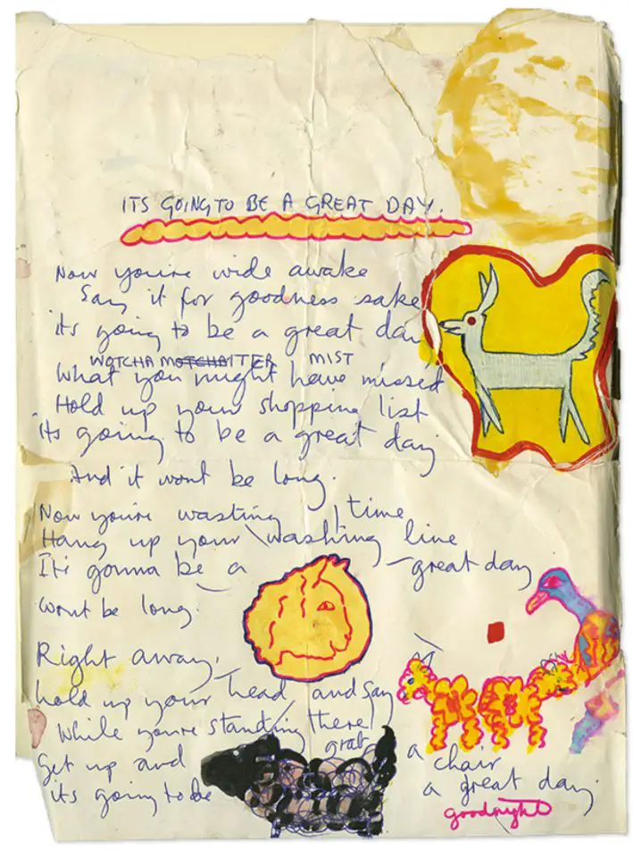 Paul McCartney's handwritten lyrics for Great Day