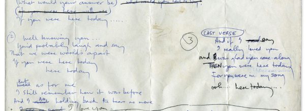 Paul McCartney's handwritten lyrics for Here Today