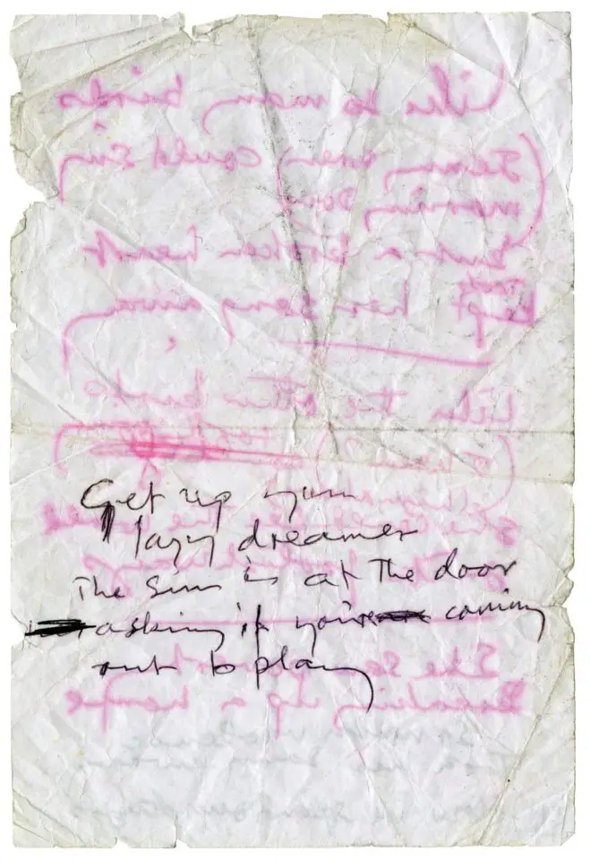 Paul McCartney's handwritten lyrics for Jenny Wren