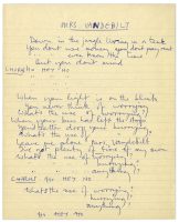 Paul McCartney's handwritten lyrics for Mrs Vandebilt