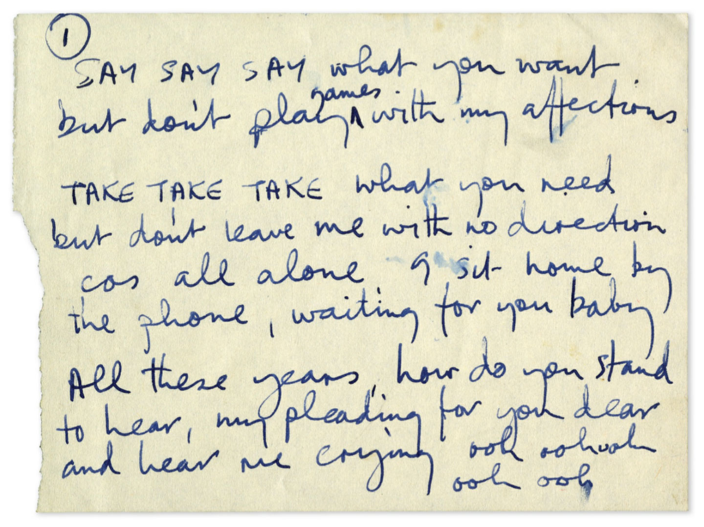 Paul McCartney’s handwritten lyrics for Say Say Say | The Beatles Bible