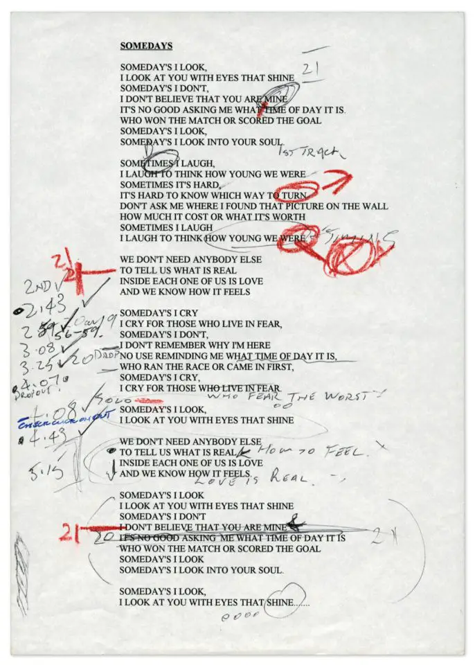 Paul McCartney's lyrics for Somedays