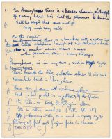 Paul McCartney's handwritten lyrics for Penny Lane