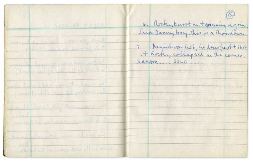 Paul McCartney's handwritten lyrics for Rocky Raccoon