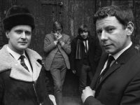 Ray McFall and Bob Wooler outside the Cavern Club, Liverpool, 1964