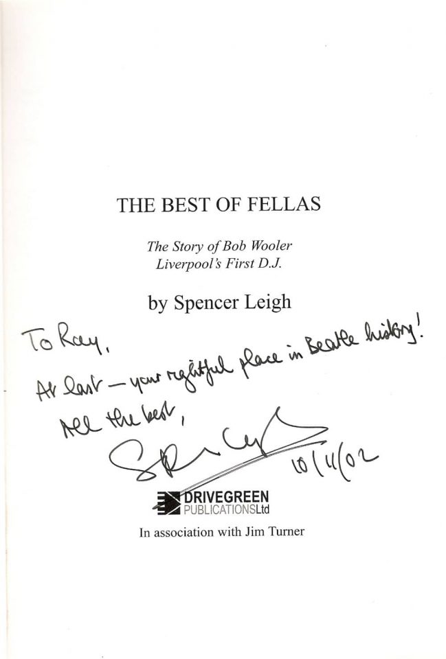 Raymond Jones' signed copy of The Best Of Fellas by Spencer Leigh