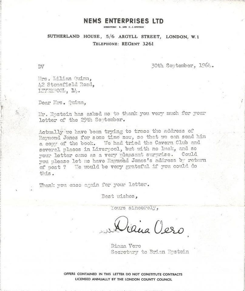 Letter to Raymond Jones from NEMS